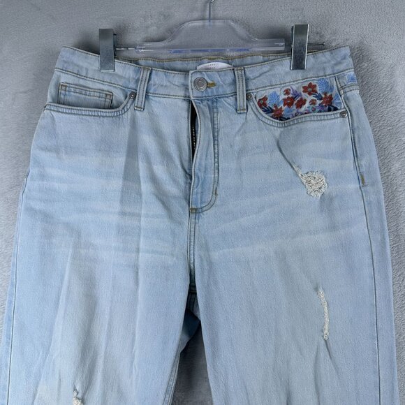 Lauren Conrad Straight Leg Jeans Womens Size 12 Crop Distressed Frayed Hem Blue - Picture 3 of 12